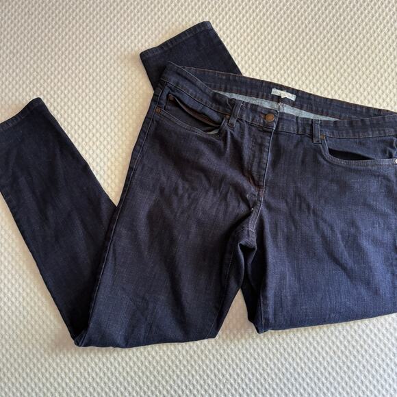 Eileen Fisher Slim Straight Jeans 16 32 Dark Wash Capsule Minimalist - Picture 1 of 5